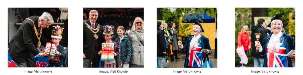 Competition winners and town crier at Knowle Coronation Celebrations