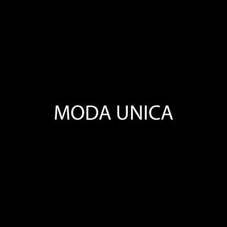 Moda Unica Logo with Moda Unica in wite copy on a black background
