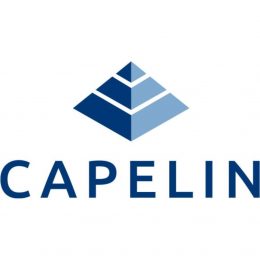 Capelin Financial Management Logo in block capitals with a blue pyramid above the lettering