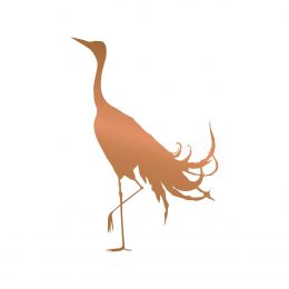 A line drawing of an elegant flamingo