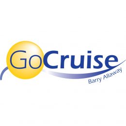 Go Cruise Logo featuring the word Go on a gold circle and the word Cruise on a curved line