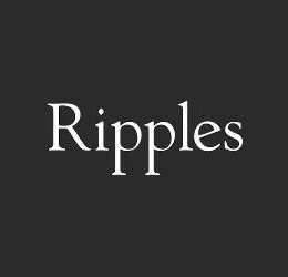 Ripples logo with White text saying Ripples on a black logo